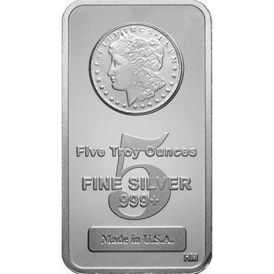 5 OZ .999 Silver Bar Designs May Vary