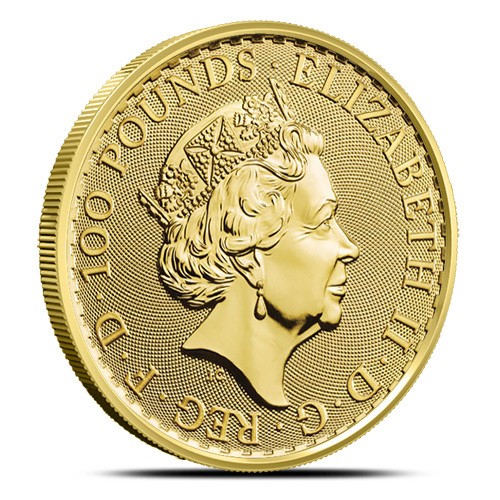 Obverse of one ounce gold Britannia coin